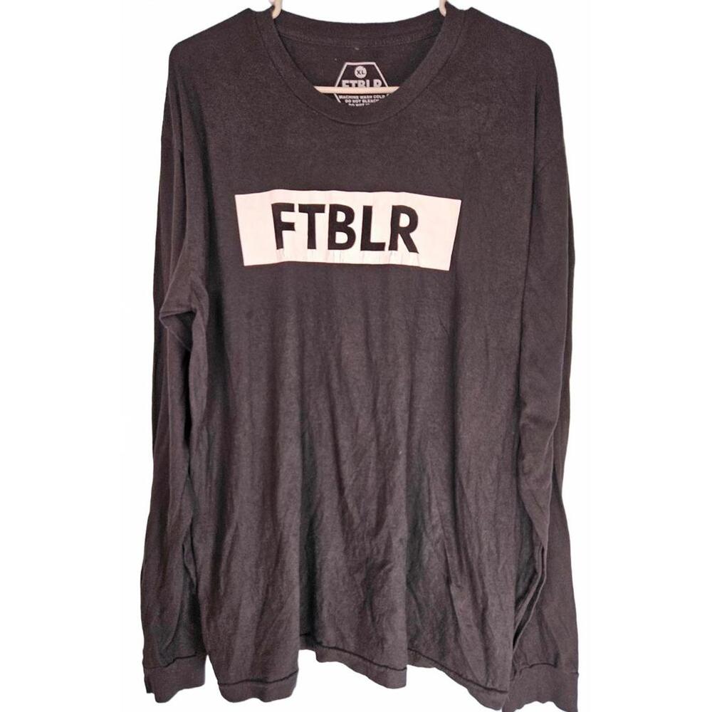 FTBLR Men's Black Soccer Futsal Fan Long Sleeve T-Shirt 100 %‎ Cotton XL